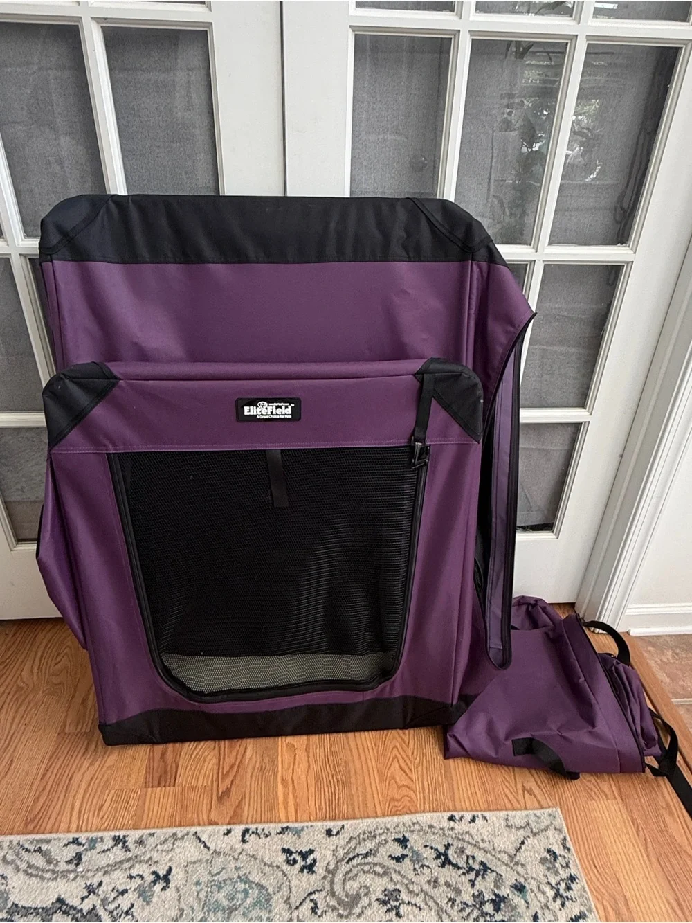 Purple Soft-Sided Pet Crate with Mesh Panels